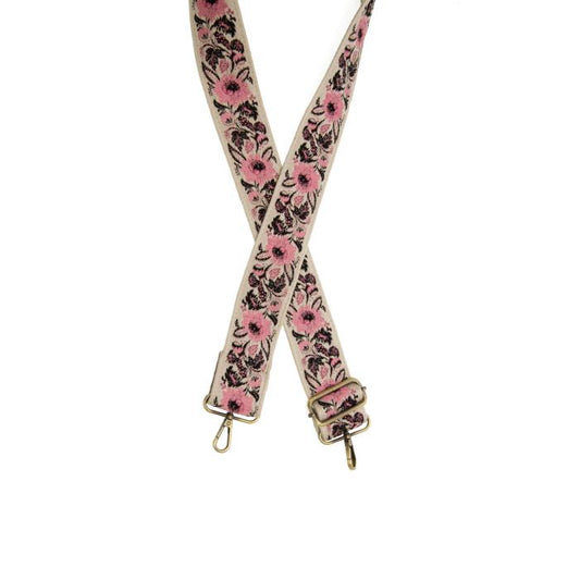 Pink Blooms Guitar Strap