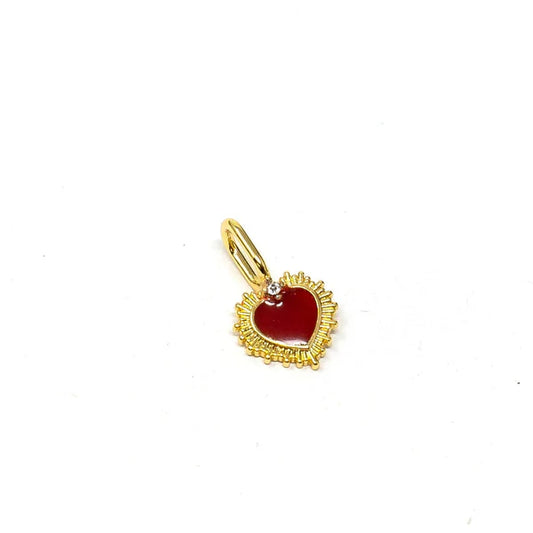 Gold & Red Heart Charm