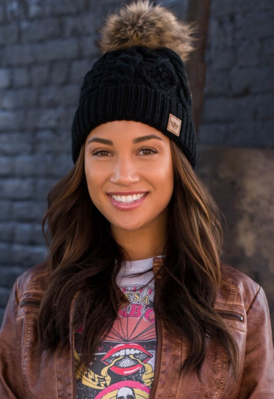 Black Pom Hat