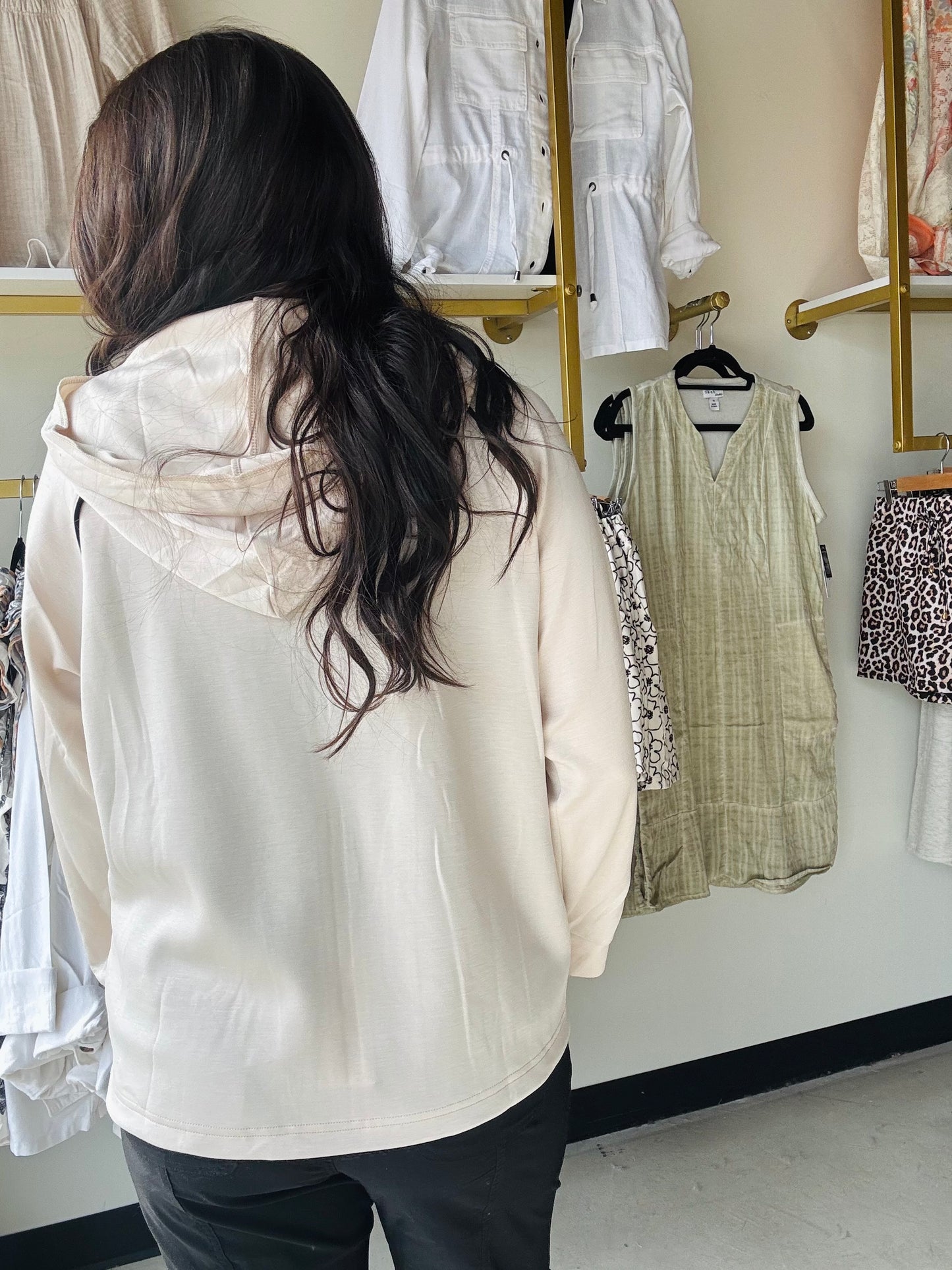 Oatmeal Contrast Piping Zip Up