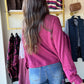 Plum Knit Waffle Shacket