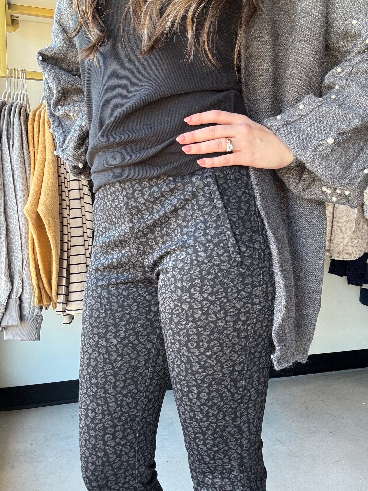 Printed Ponte Pull On Pants