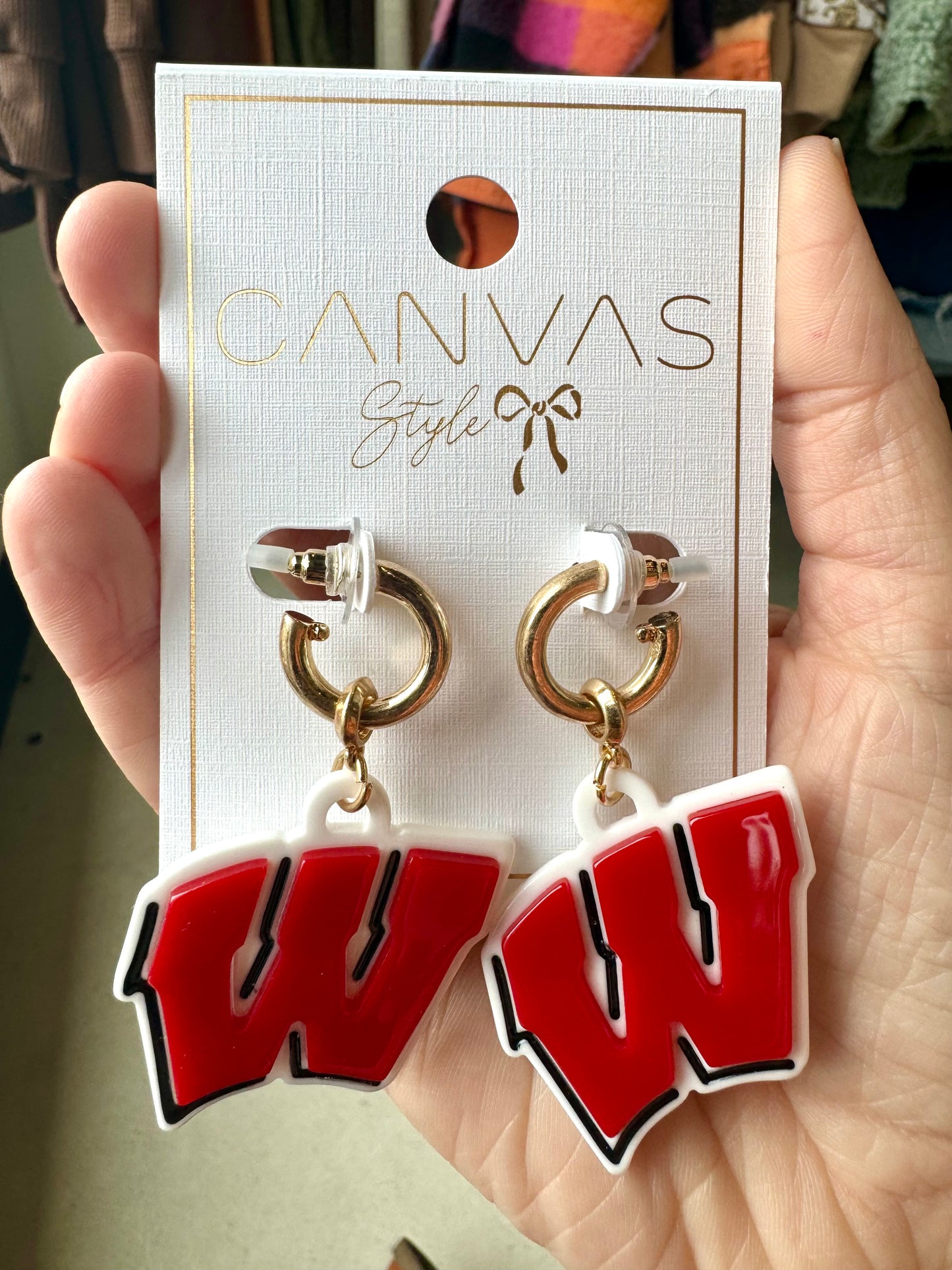 Badgers Resin Logo Earrings