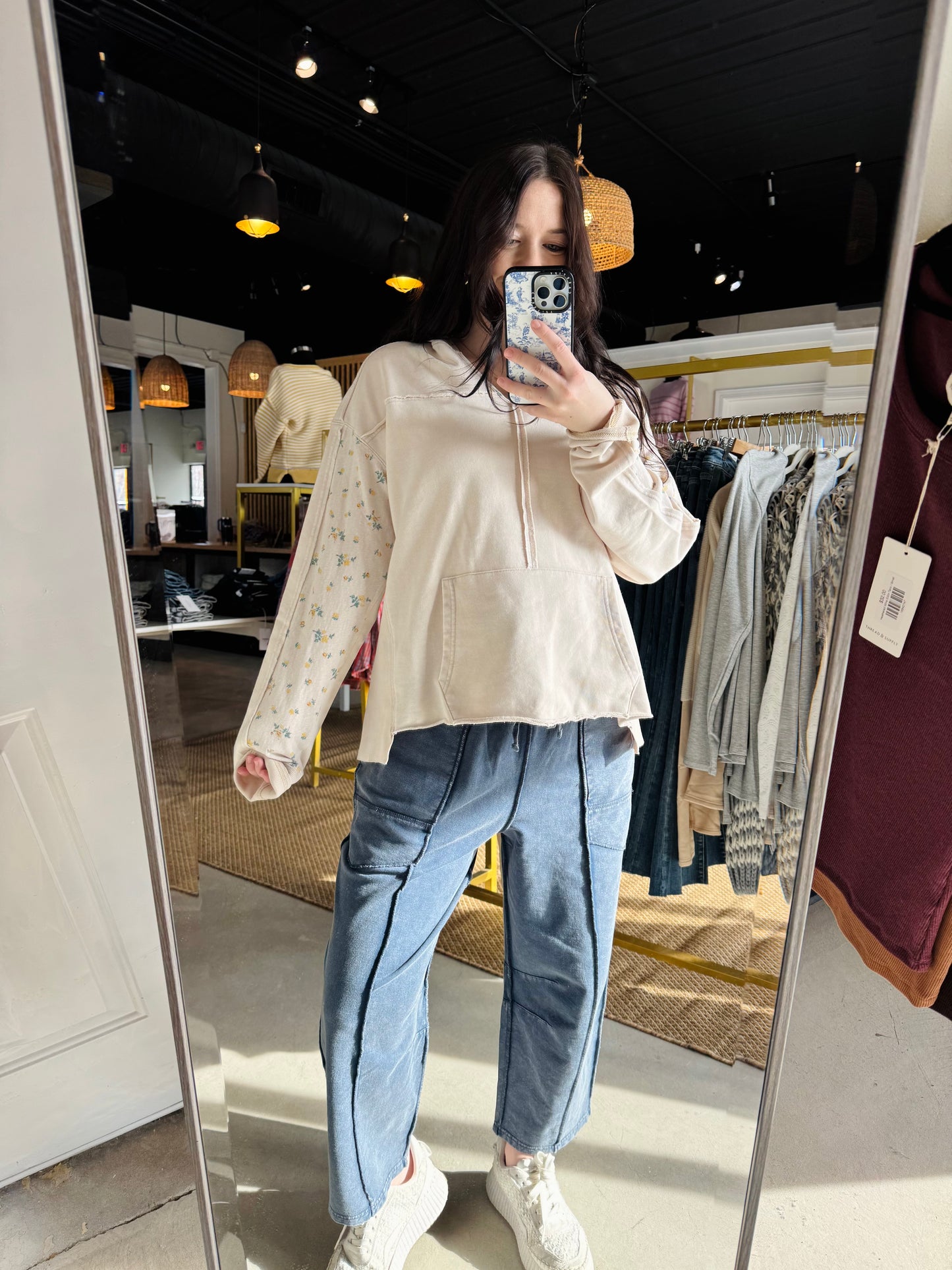 Navy Mineral Washed Barrel Pants