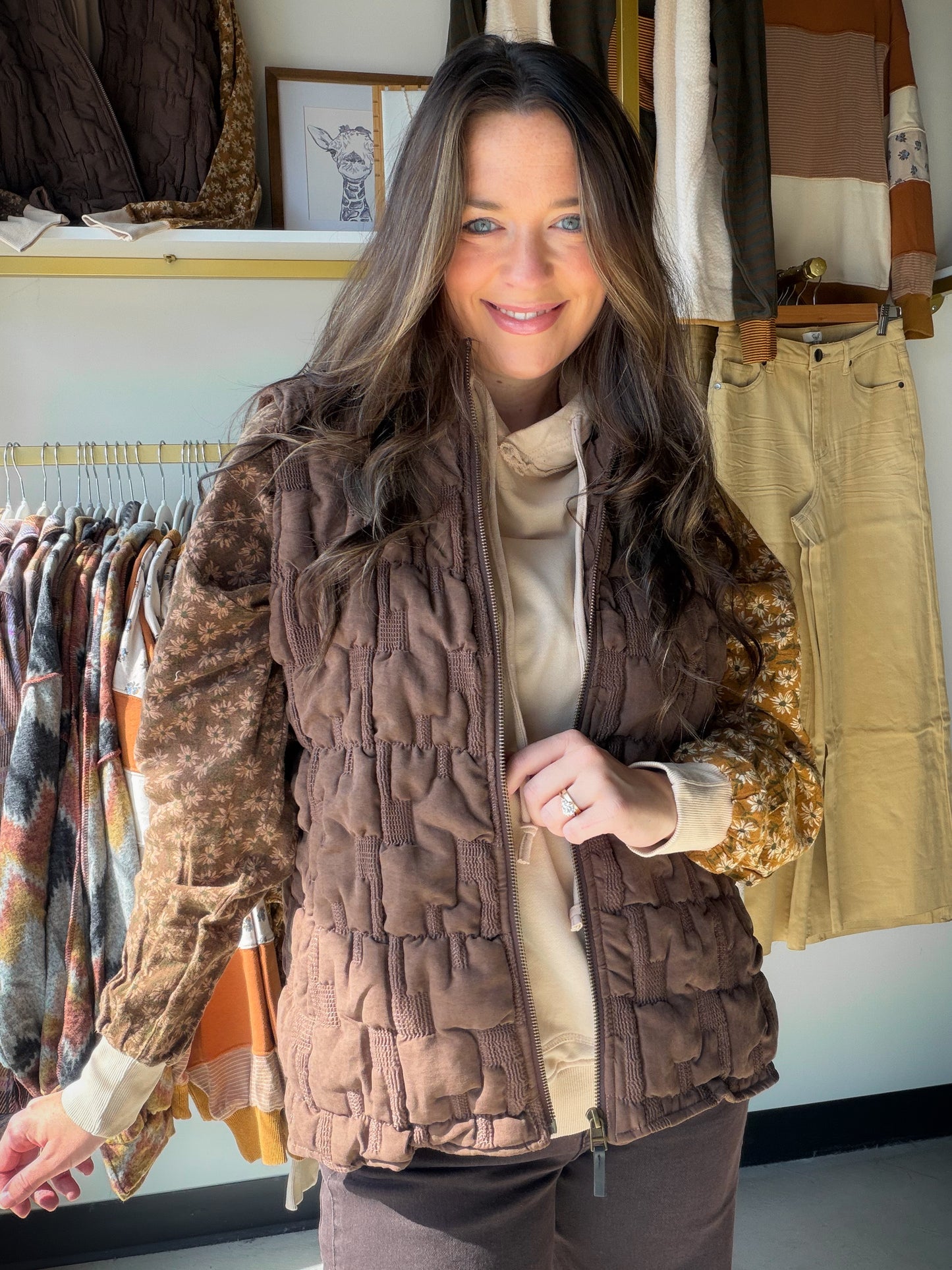 Brown Chunky Textured Vest
