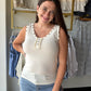 Cream Stud Accent Knit Tank