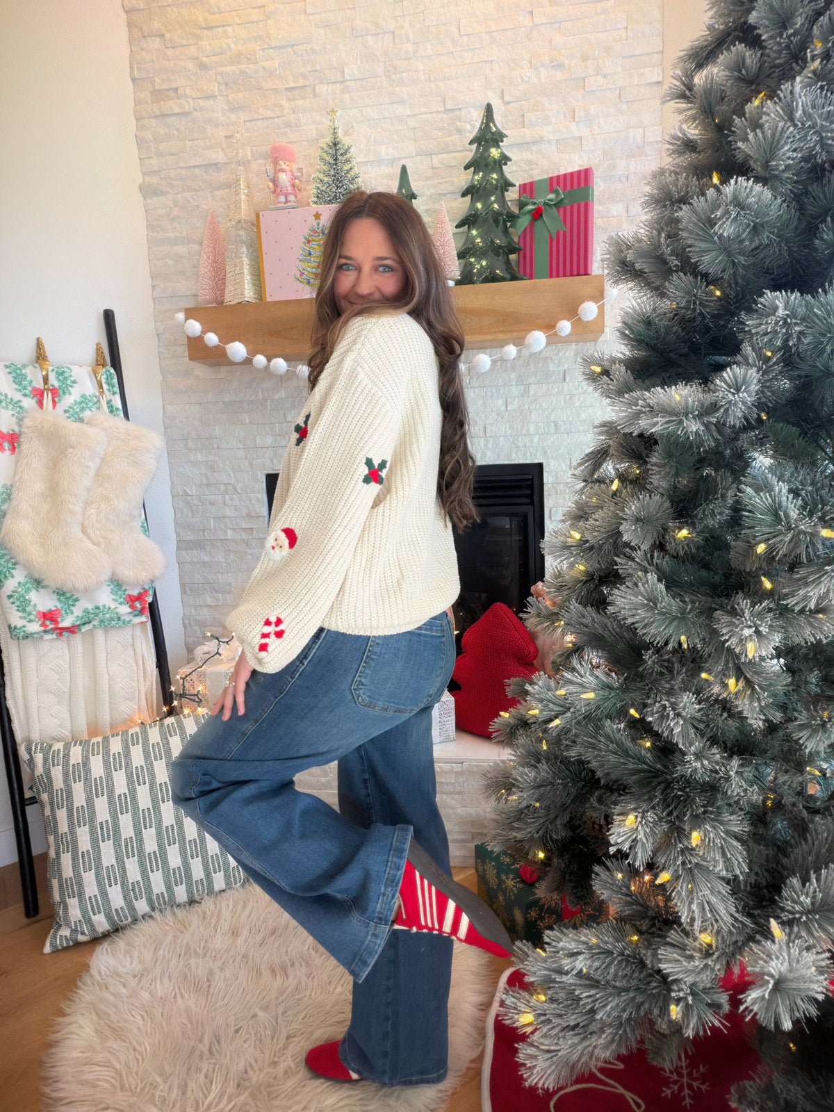 Christmas Motif Chenille Sweater