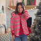Red Striped Sweater Cardigan