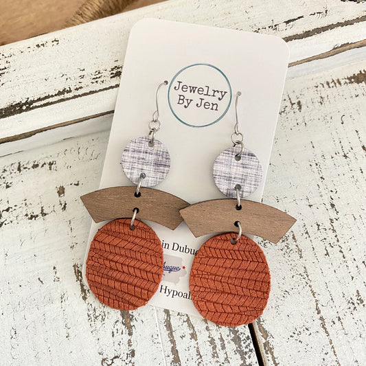 Rust Wood Arch Earrings