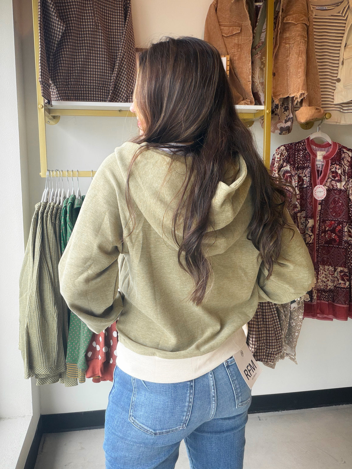 Olive Plush Fleece Hooded Zip Up