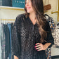 Black Burnout Button Top