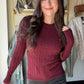 Burgundy Cable Knit Crewneck