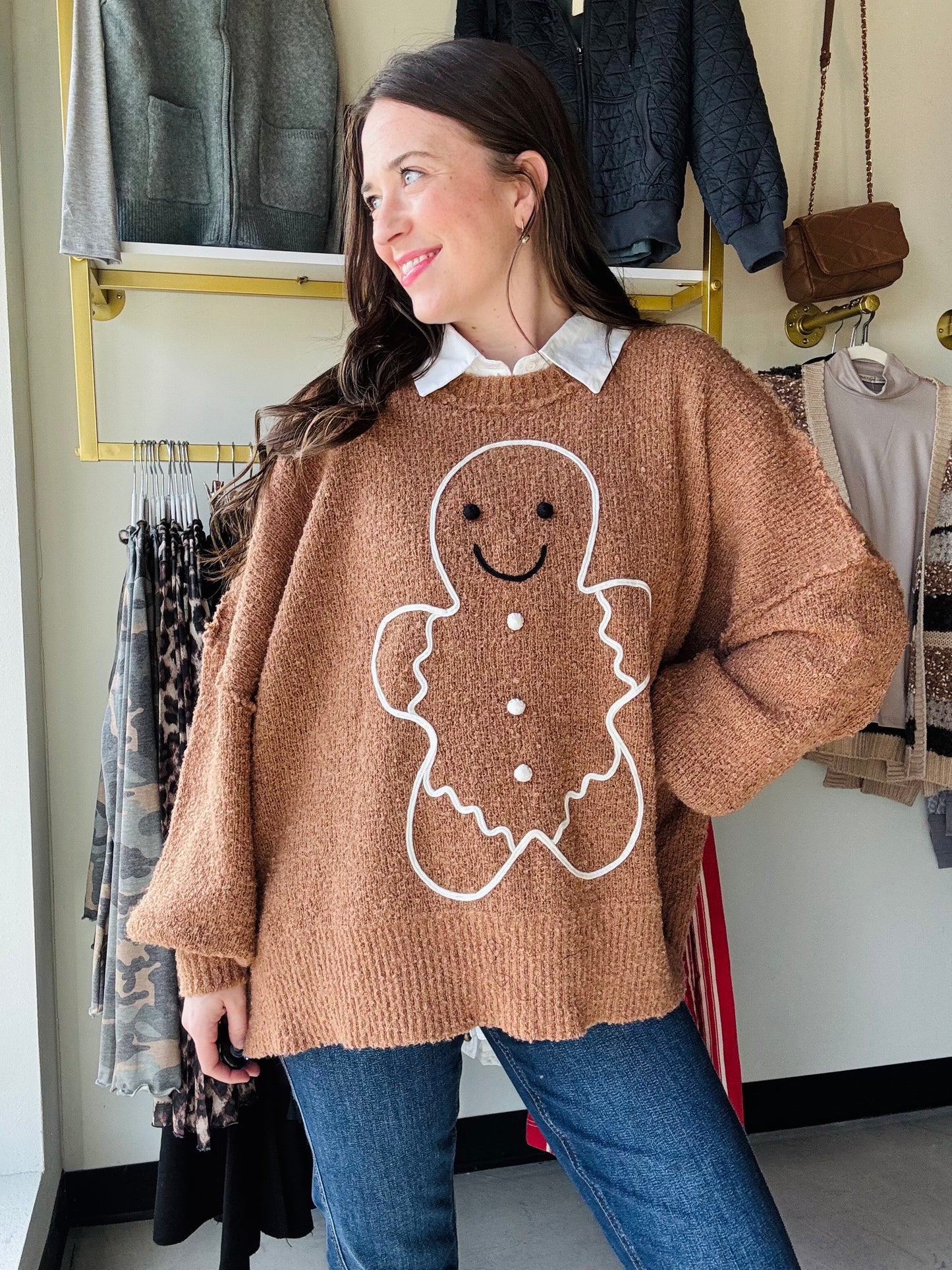 Gingerbread Man Oversized Sweater