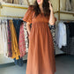 Rust Pin Stripe Midi Dress