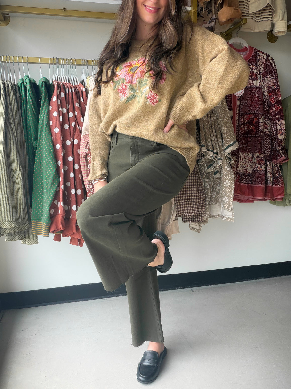 Olive Meg Wide Leg Denim