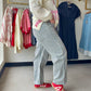 Navy Stripe Twill Barrel Pants