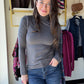 Ash Grey Microfiber Mock Neck