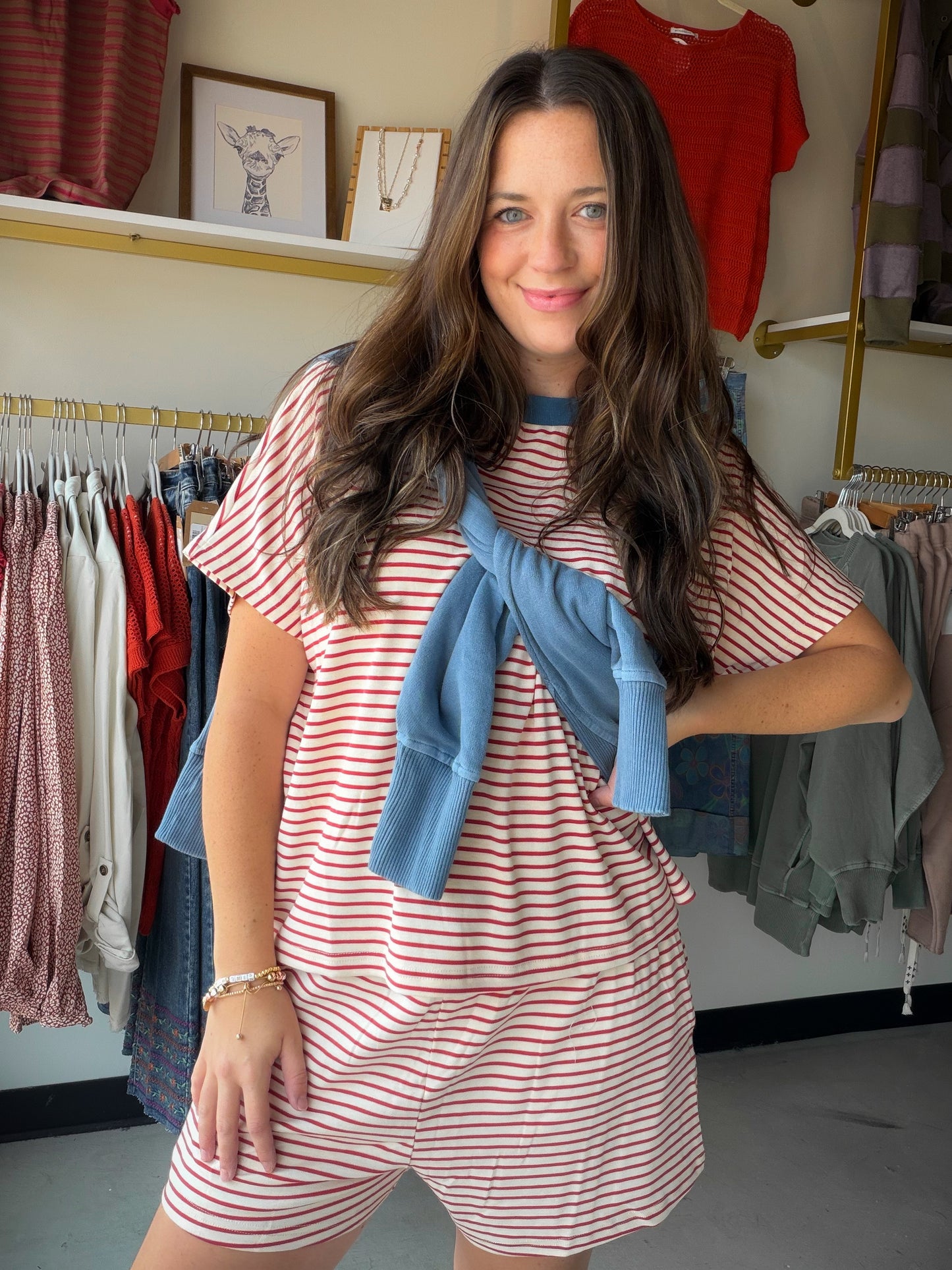 Striped Brick & Dusty Blue Set