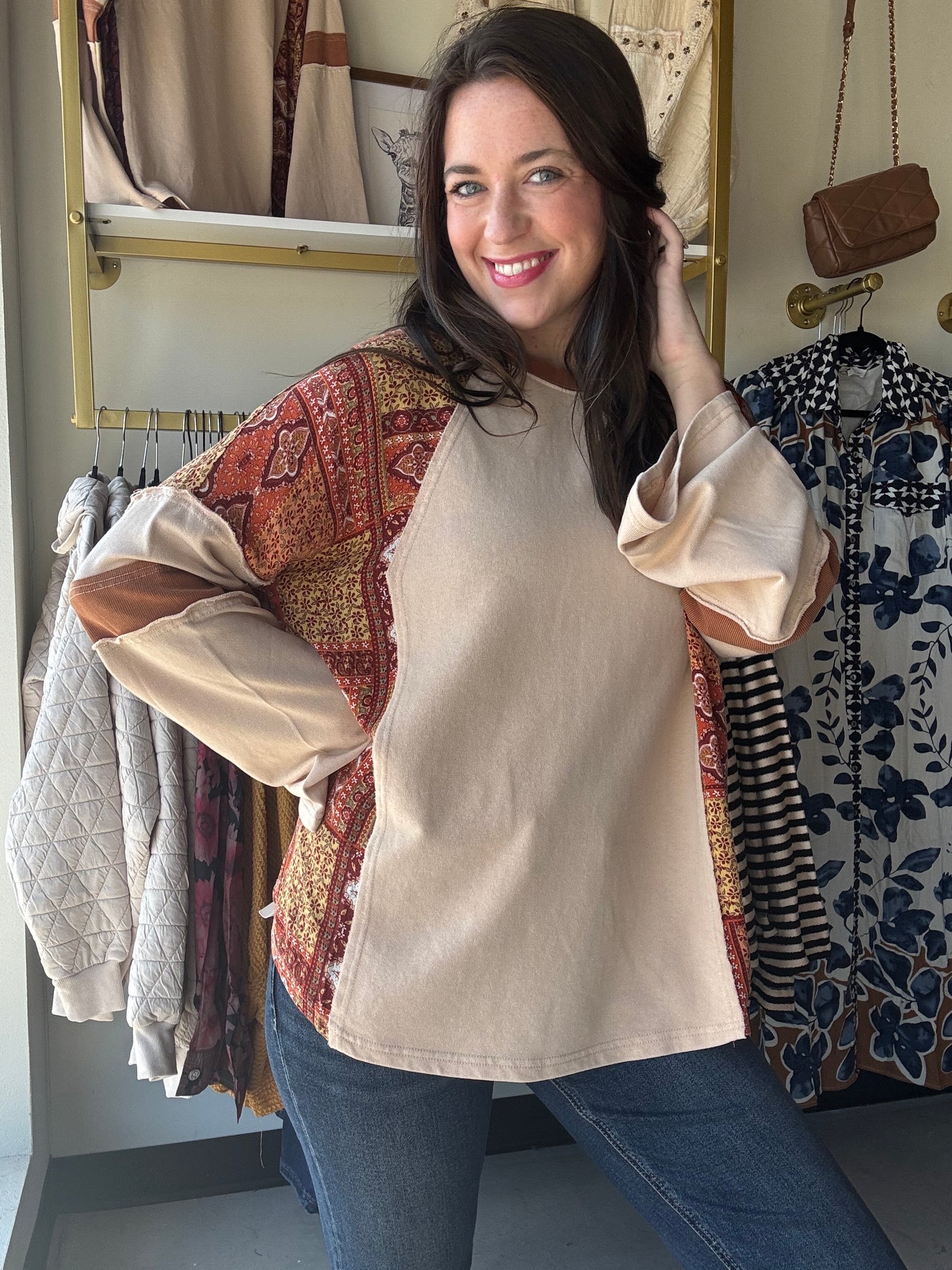 Paisley Gold Tones Long Sleeve