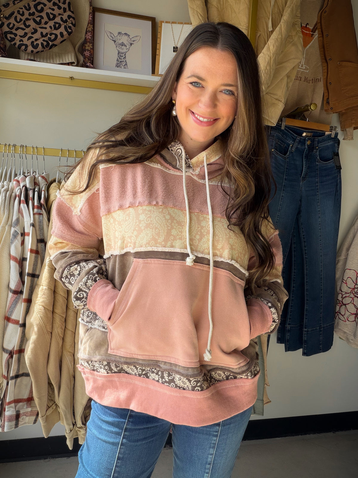 Pink Paisley Printed Hoodie