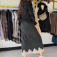 Mineral Wash Lace Trim Skirt