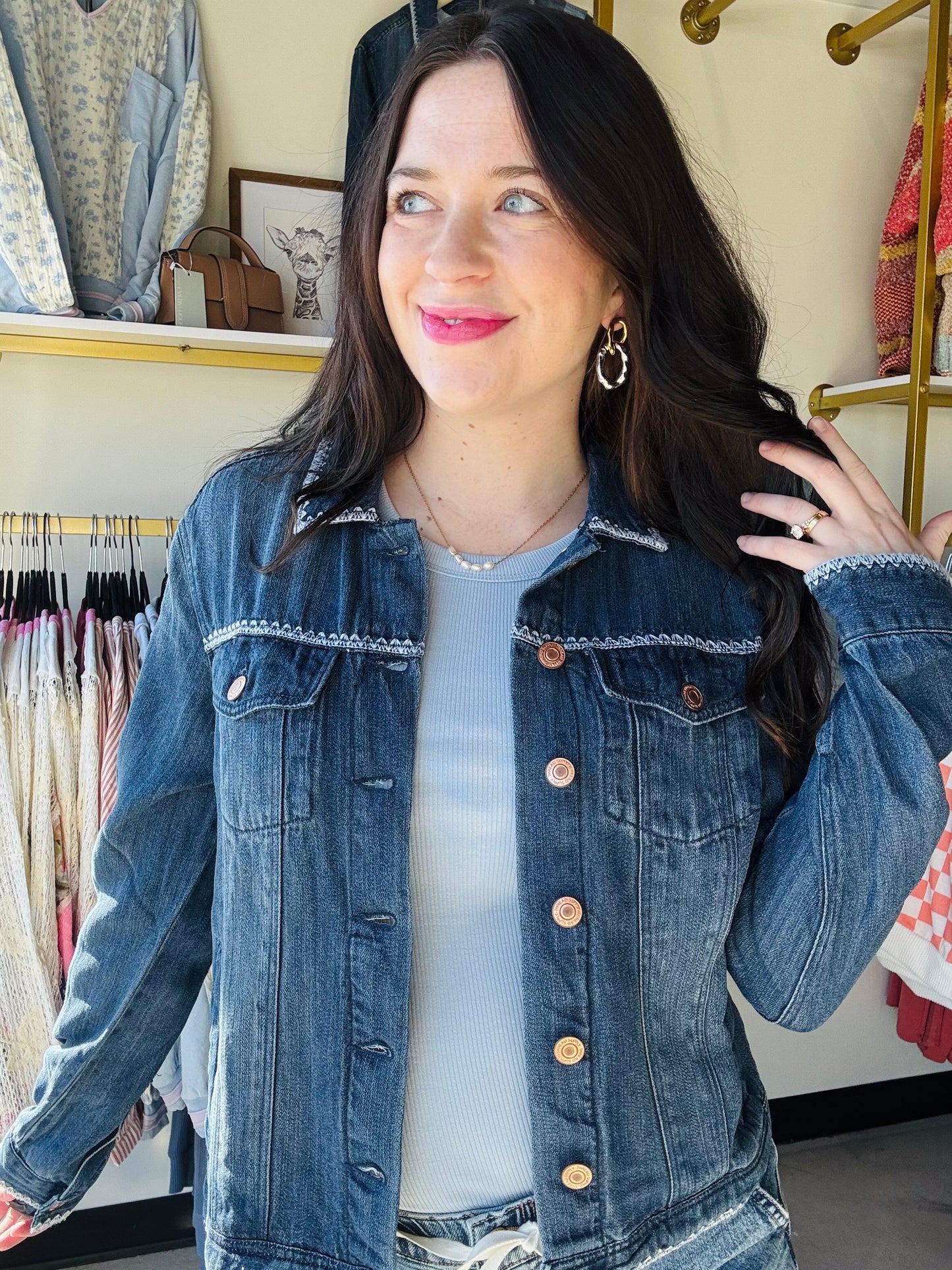 Embroidered Detail Jackie Jacket