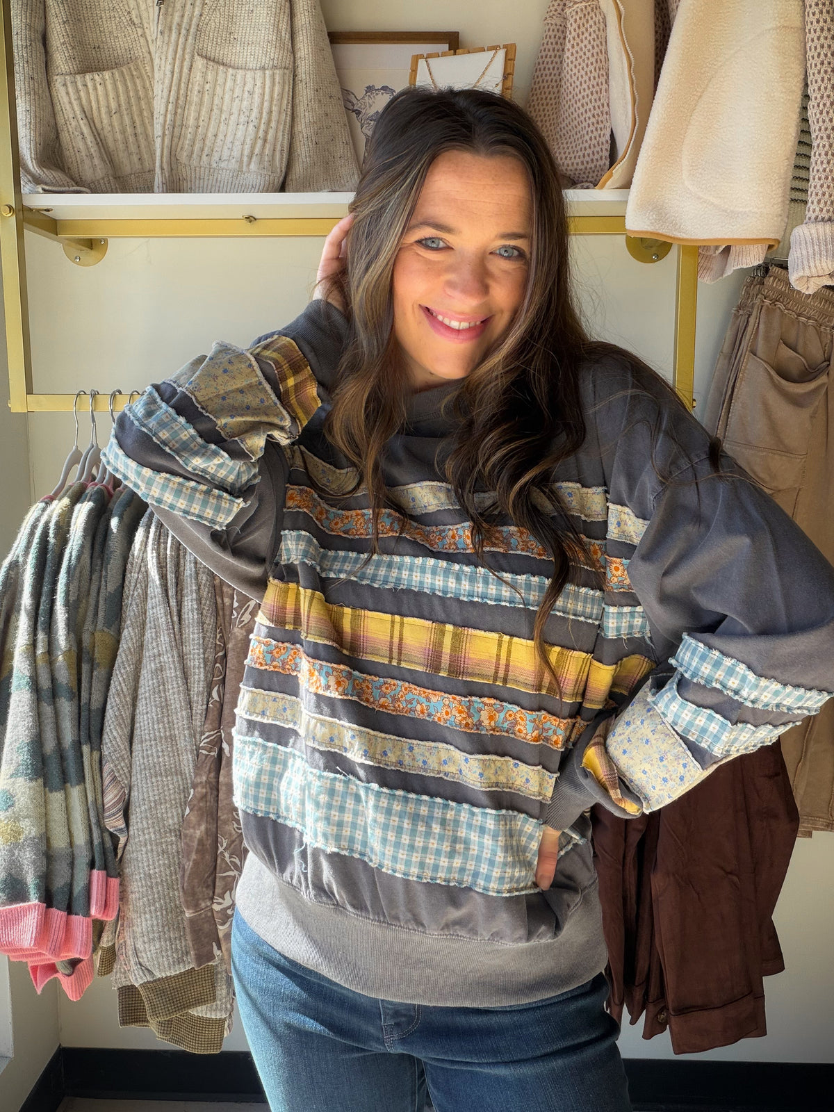 Ash Patch Stripe Crewneck