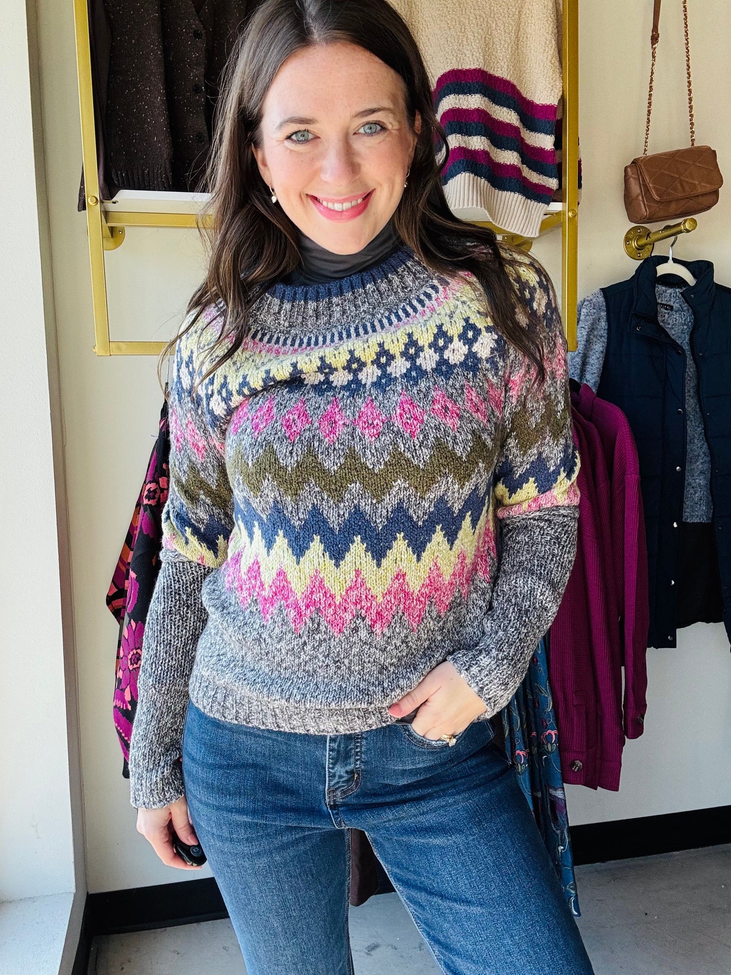 Intarsia Ribbed Sweater