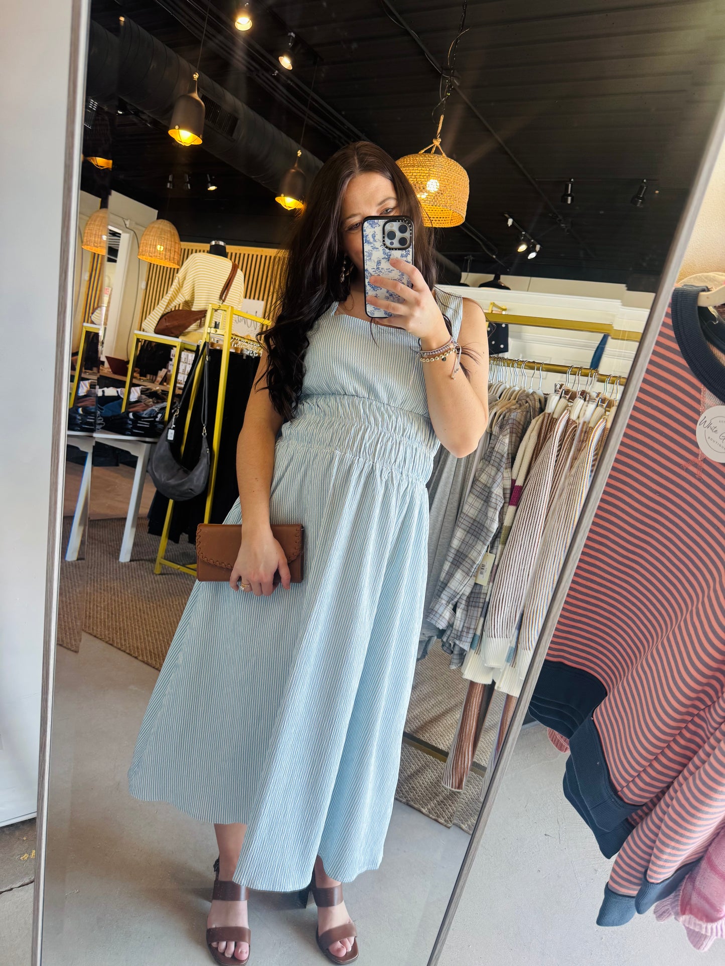 Blue & Ivory Pinstripe Dress