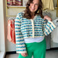 Blue Scalloped Crochet Cardigan