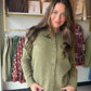 Olive Button Up Ribbed Top