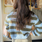 Olive & Blue Stripe Crewneck Sweater