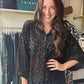 Black Burnout Button Top