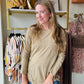 Taupe Raw Edge Comfy Knit Top