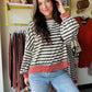 Olive & Rust Striped Pullover