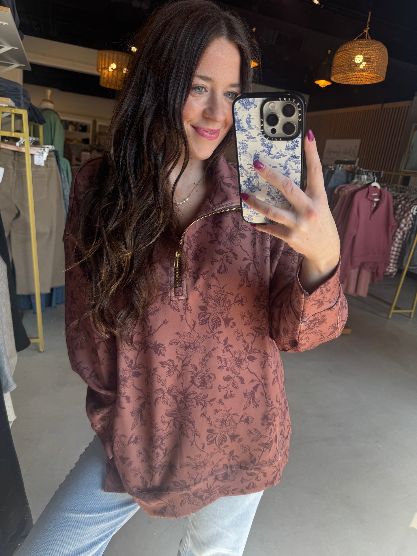 Rosewood Bloom Brown Pullover
