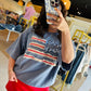 Washed Denim Lace Flag Pullover