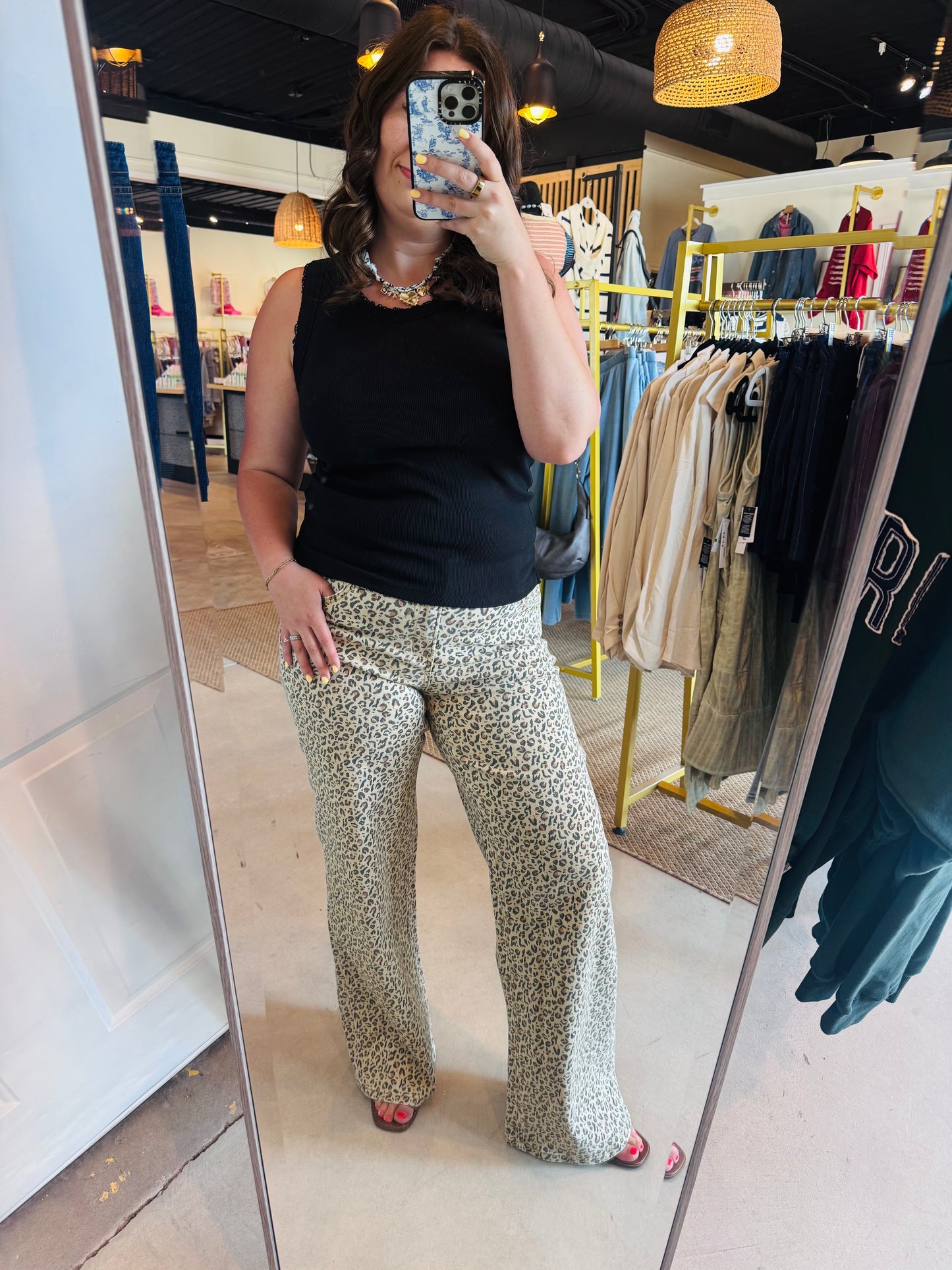 Leopard Wide Leg Denim