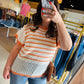 Orange Crochet Scallop Hem Top