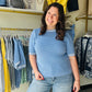 Chambray Bubble Sleeve Sweater