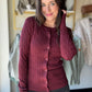 Burgundy Button Up Cable Knit Cardigan
