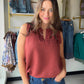 Copper Ruffle Detail Sleeveless Top