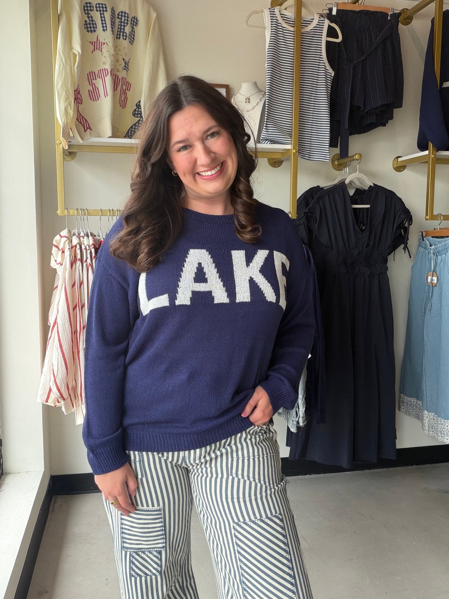 Navy Lightweight Lake Sweater