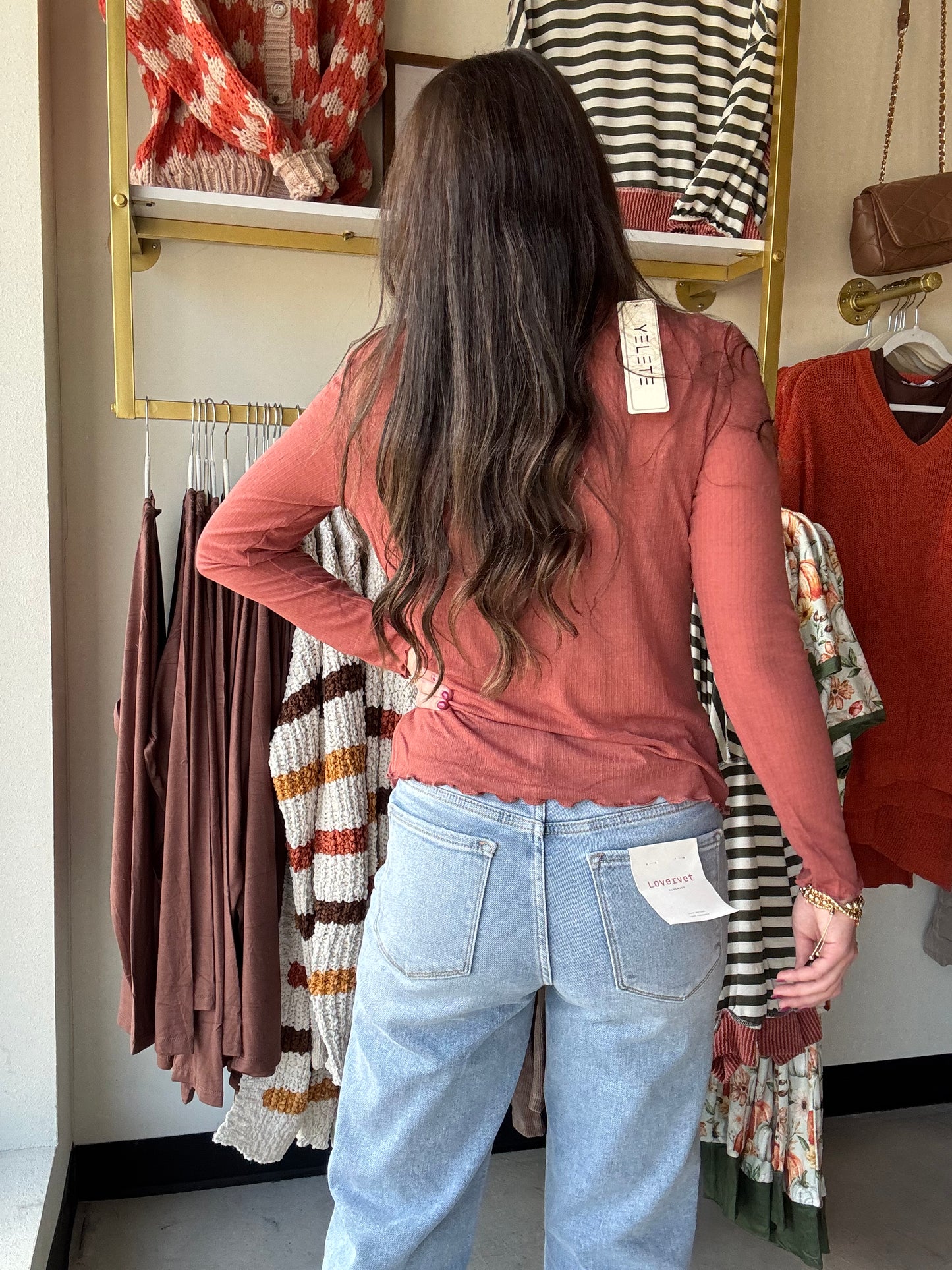 Burnt Sienna Lettuce Trim Top