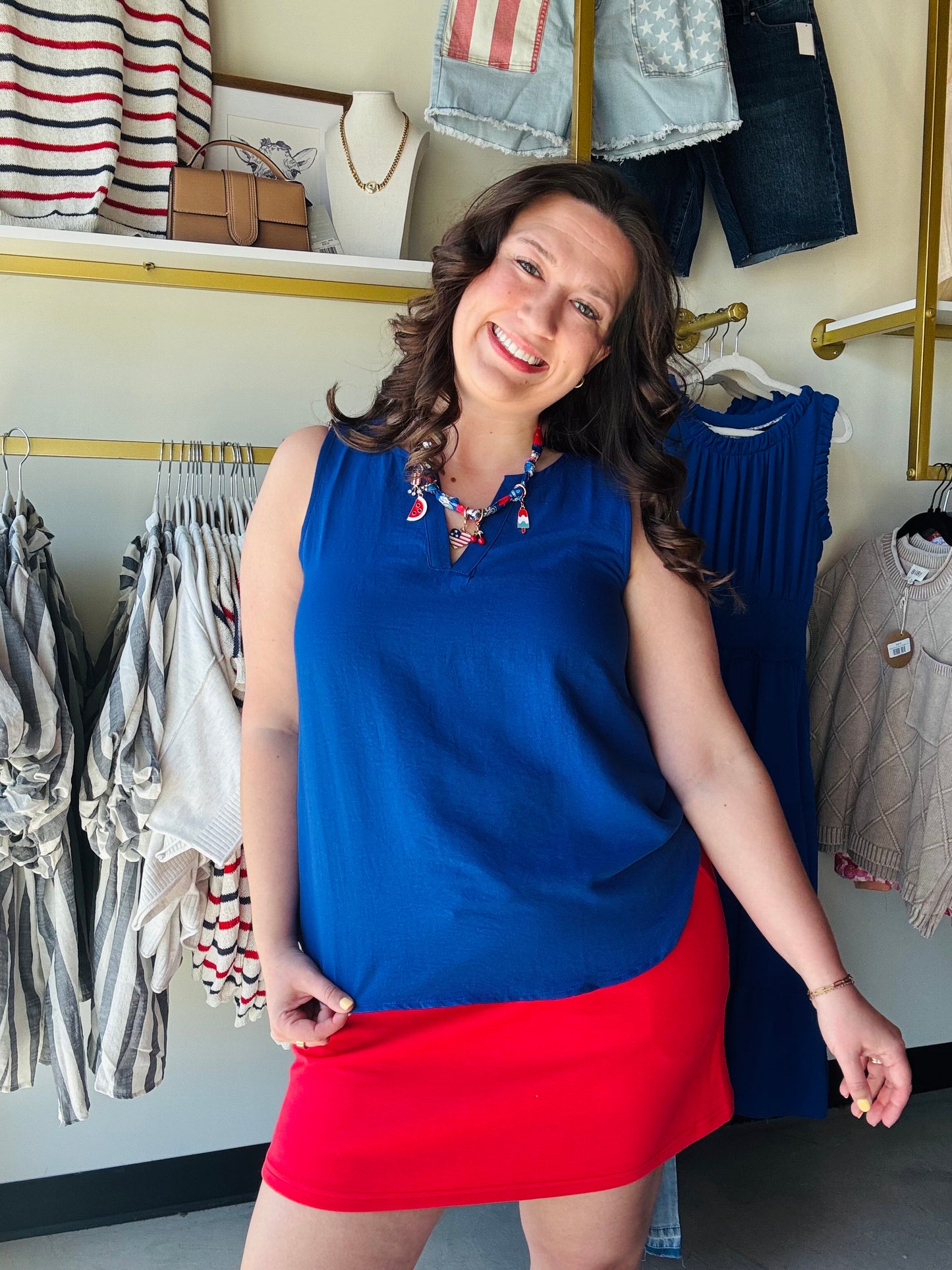 Royal Blue Split Neck Tank