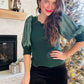 Green Puff Sleeve Knit Top