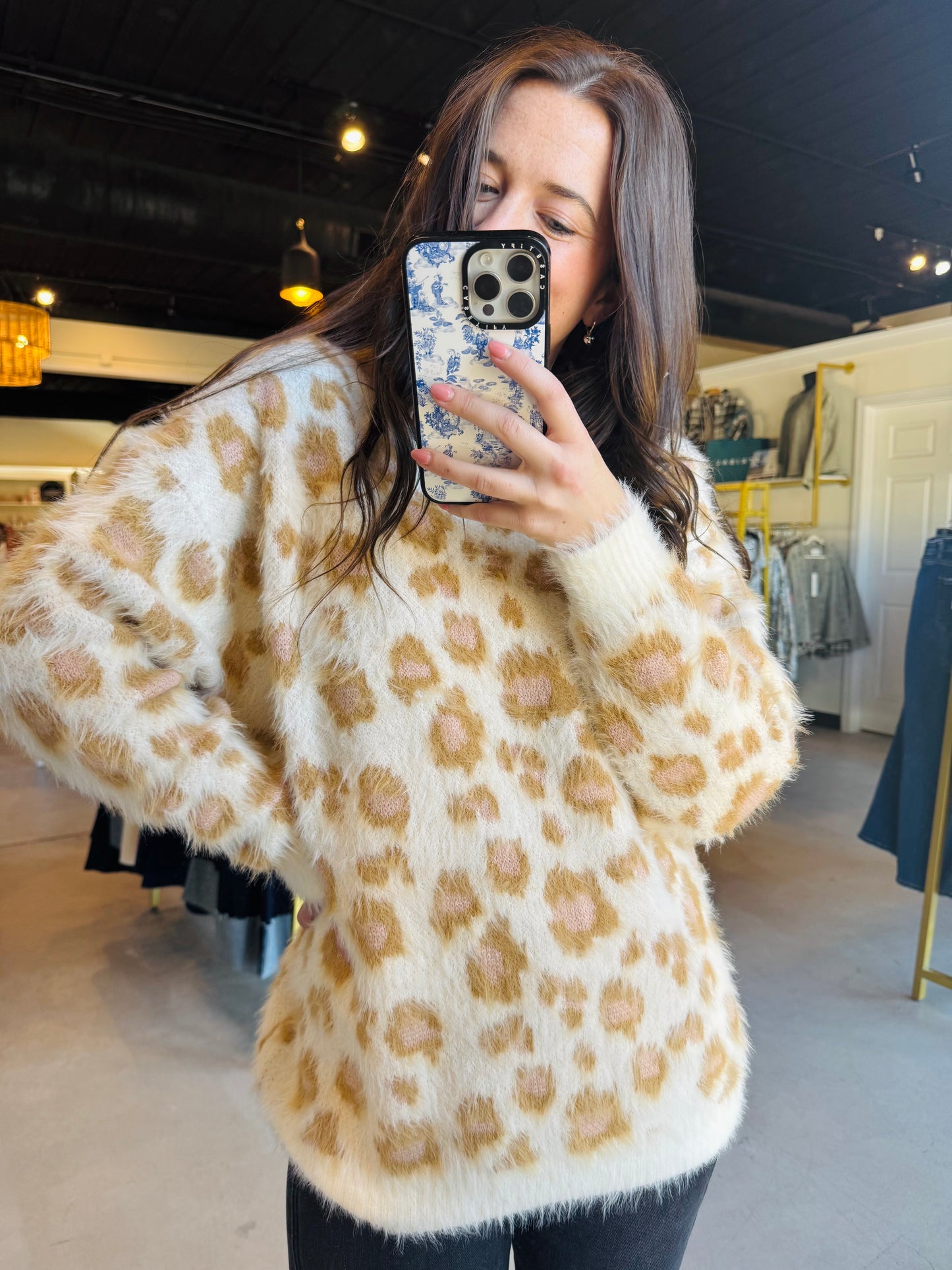 Leopard Eyelash Yarn Sweater