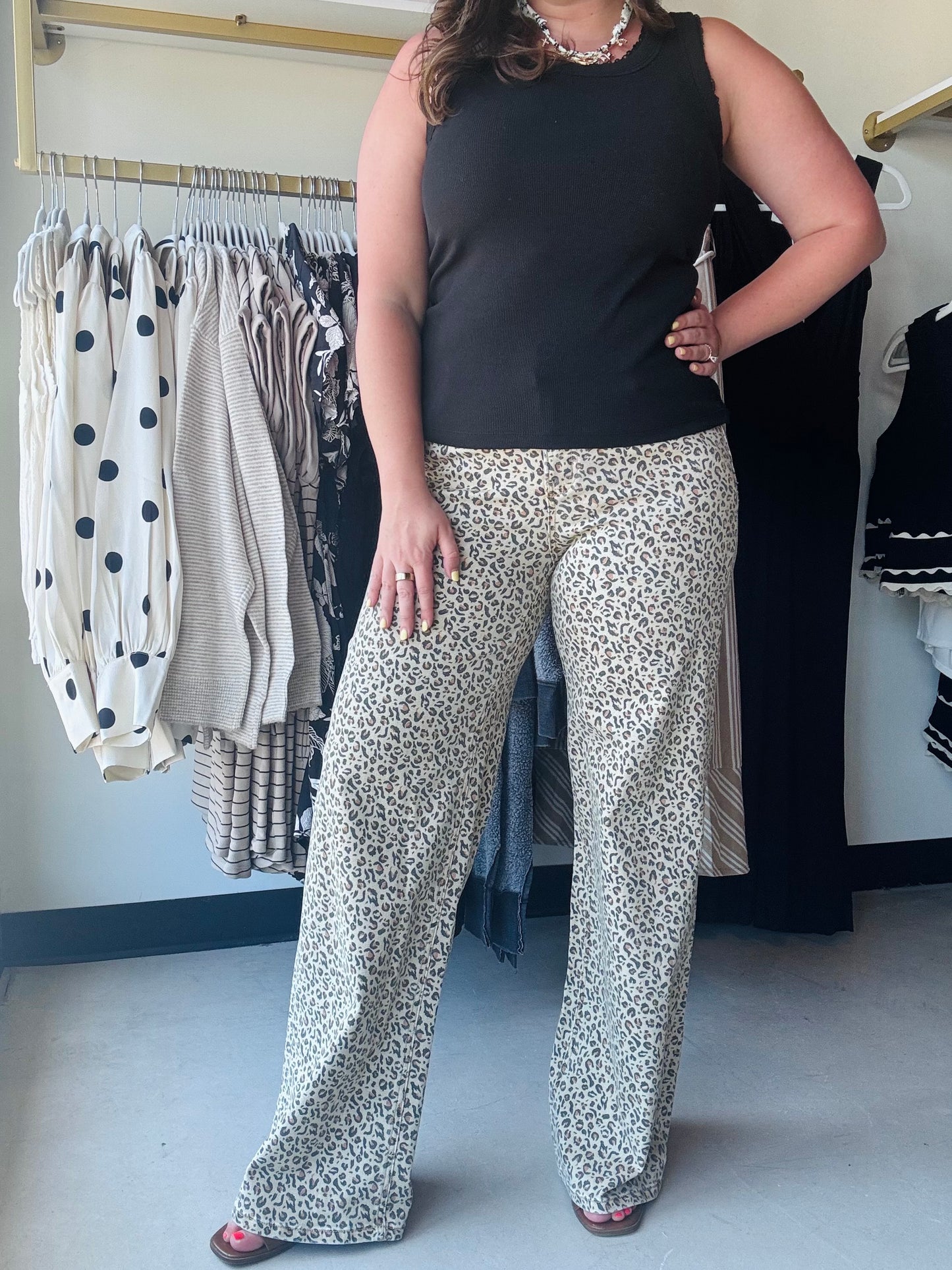 Leopard Wide Leg Denim