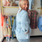 Light Wash Tie Waist Jacket