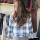 Blue Plaid Fringe Button Up
